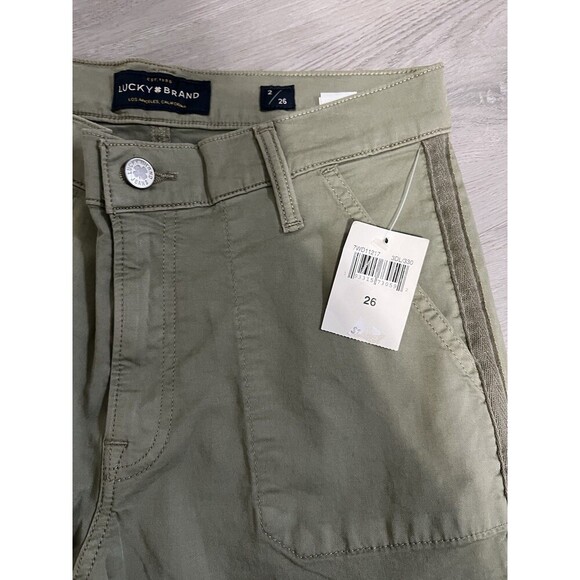 NWT Size 2 Lucky Brand Jeans Womens The Cargo Straight Leg Green - Picture 2 of 10